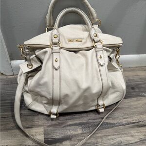 Miu Miu XLarge vitello bow bag 2way crossbody bag cream